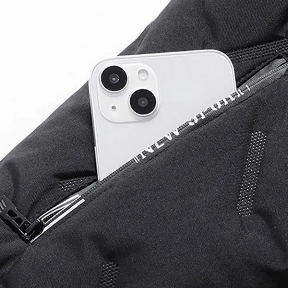 Men Parkas For Winter Lapel Embossed Lines Zipper Pockets Jacket Solid Color Plush Lining Elastic Hem Male Coat For Outdoor