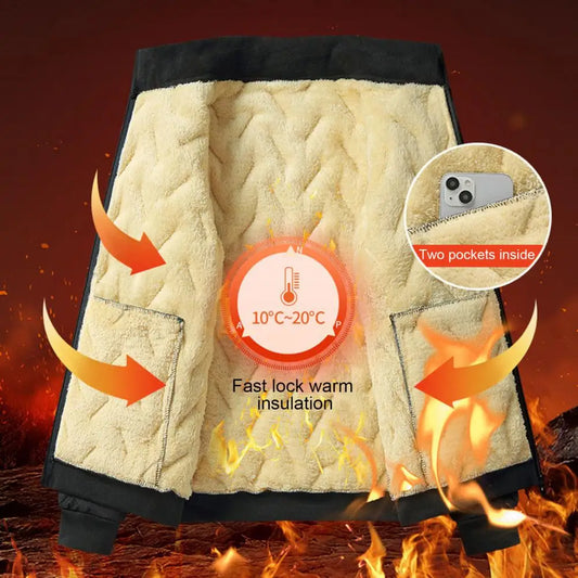 Men Parkas For Winter Lapel Embossed Lines Zipper Pockets Jacket Solid Color Plush Lining Elastic Hem Male Coat For Outdoor