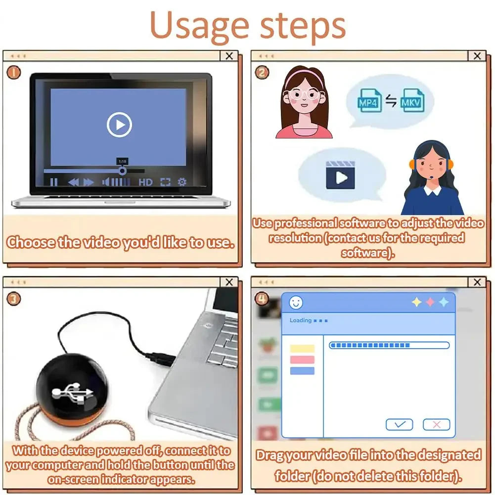 Video Crystal Ball Memory sphere Art Glass Ball Lamp Spherical Pixel Display 2.7 inchs Screen 4GB Videos Player Spherical Gifts